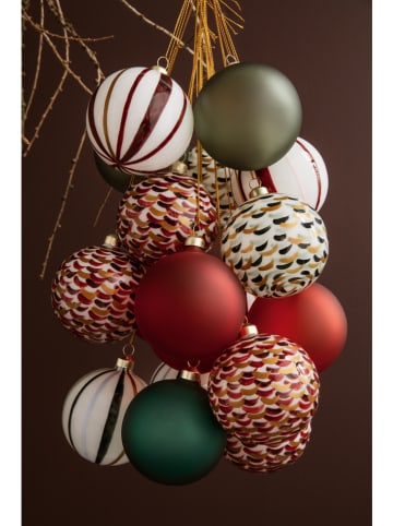 Holme Gaard Kerstbal "Souvenir" rood/goudkleurig - Ø 8 cm