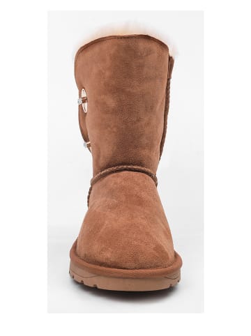 Gooce Leren winterboots "Bella Short" lichtbruin