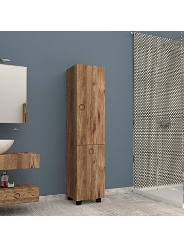 Evila Badschrank "Lipa" in Walnuss - (B)35 x (H)155 x (T)32 cm