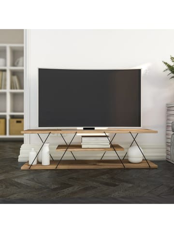 Evila Tv-meubel "Canaz" walnootkleurig/zwart - (B)120 x (H)33 x (D)30 cm