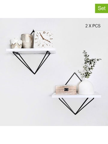 HanahHome 2-delige set: wandmeubels "WR047" zwart/wit - (B)30 x (H)30 x (D)14 cm