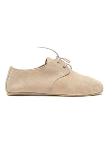 Comfortfusse Leder-Schnürschuhe in Beige