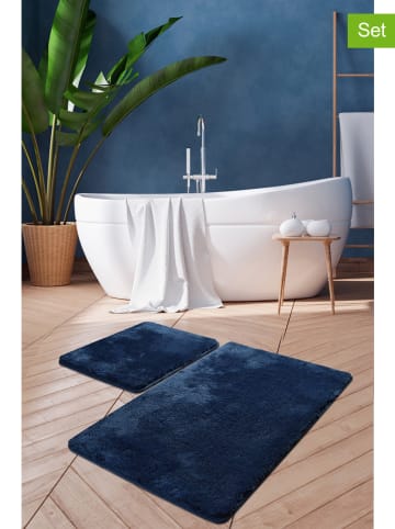 Colourful Cotton 2er-Set: Badvorleger "Havai" in Dunkelblau