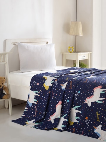 Colorful Cotton Bedsprei "Magic Unicorn" blauw