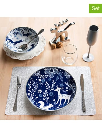 Trendy Kitchen by EXCÉLSA 18-częściowy zestaw talerzy "Suomi" w kolorze biało-niebieskim
