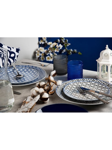Trendy Kitchen by EXCÉLSA 18-delig tafelservies "Monochrome" blauw/zwart/wit