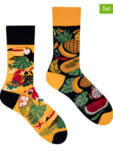 Spox Sox 2-delige set: sokken "Tropical" geel/zwart