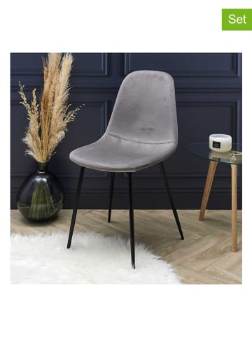 Rétro Chic 2er-Set: Esszimmerstühle "Giulia" in Grau - (B)42,5 x (H)87 x (T)44 cm