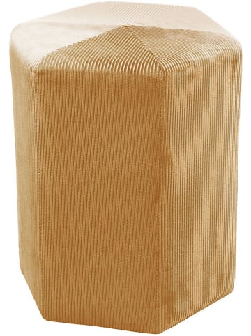 Rétro Chic Poef "Giulia" mosterdgeel - (H)35 x Ø 35 cm
