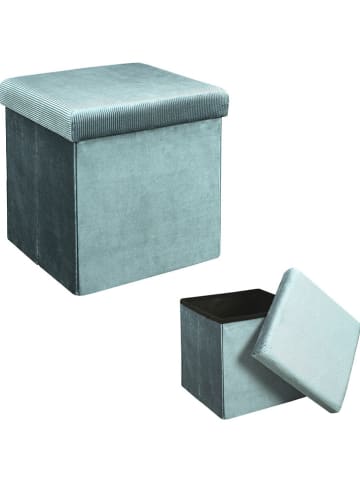 Rétro Chic Kruk met opbergruimte "Giulia" petrol - (B)38 x (H)38 x (D)38 cm