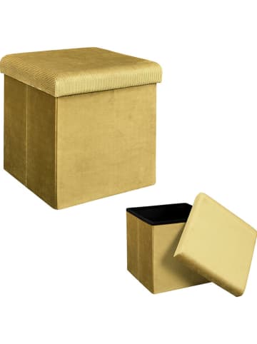 Rétro Chic Kruk met opbergruimte "Giulia" mosterdgeel - (B)38 x (H)38 x (D)38 cm