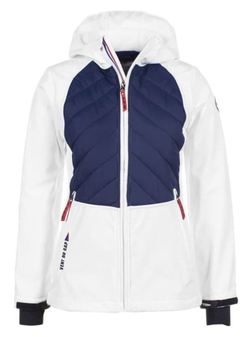 Peak Mountain Softshelljas "Apver" wit/donkerblauw