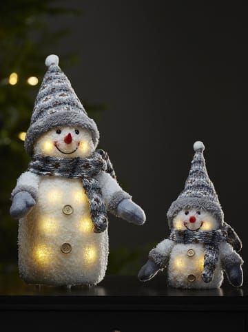 STAR Trading LED-Dekofigur "Joylight" in Weiß/ Grau - (B)15 x (H)25 x (T)9 cm