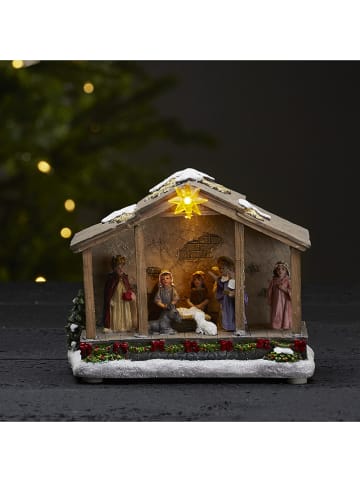 STAR Trading LED-Dekoobjekt "Nativity" in Braun/ Bunt - (B)19 x (H)15 cm