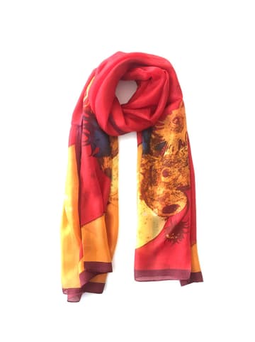 Made in Silk Jedwabny szal w kolorze czerwonym ze wzorem - 180 x 90 cm