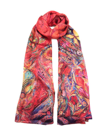 Made in Silk Zijden sjaal rood/meerkleurig - (L)180 x (B)90 cm