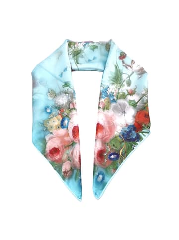 Made in Silk Jedwabna chusta w kolorze błękitnym ze wzorem - 90 x 90 cm