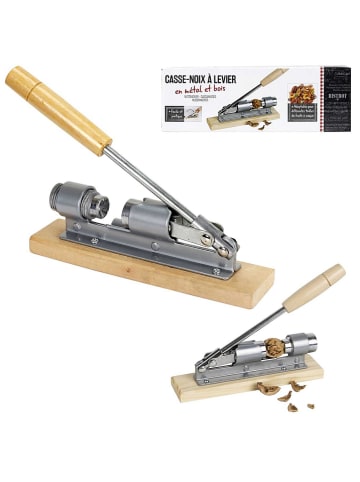 COOK CONCEPT Notenkraker zilverkleurig/naturel - (B)20,5 x (H)15,5 x (D)5 cm