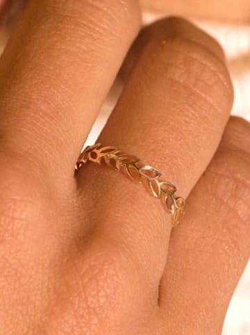 L instant d Or Gouden/witgouden ring "Feuille détachée"