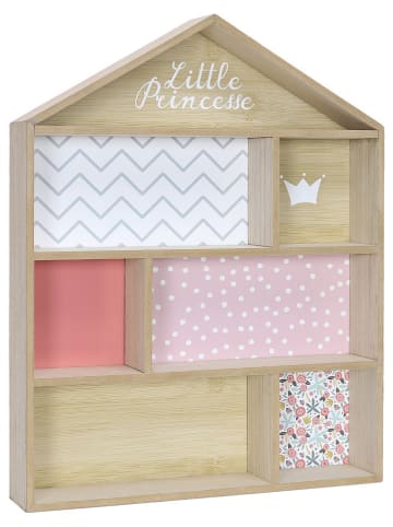 The Home Deco Kids Wandregal "Maison" in Hellbraun/ Rosa - (B)40 x (H)54 x (T)10 cm