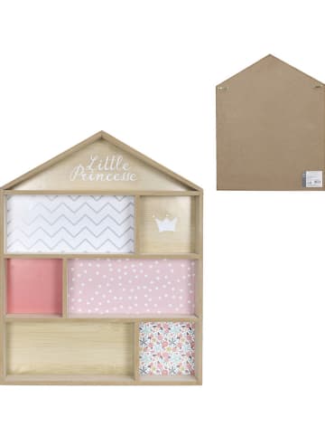 The Home Deco Kids Wandregal "Maison" in Hellbraun/ Rosa - (B)40 x (H)54 x (T)10 cm