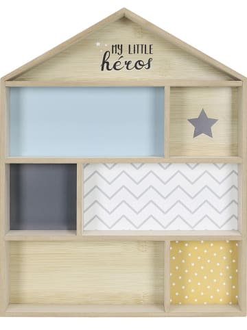 The Home Deco Kids Wandregal "Maison" in Hellbraun/ Hellblau - (B)40 x (H)54 x (T)10 cm