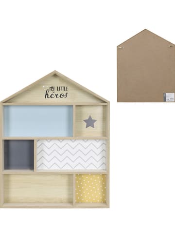 The Home Deco Kids Wandregal "Maison" in Hellbraun/ Hellblau - (B)40 x (H)54 x (T)10 cm