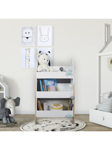 The Home Deco Kids Boekenkast "Gabriel" wit/lichtbruin - (B)60 x (H)100 x (D)27 cm