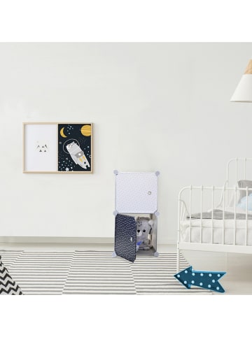 The Home Deco Kids Modulair wandmeubel "Armoire" wit/blauw - (B)34 x (H)63 x (D)32 cm