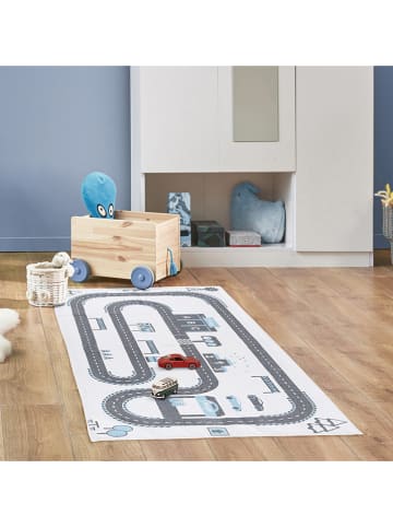 The Home Deco Kids Bawełniany dywan "Circuit" w kolorze biało-szarym - 140 x 70 cm