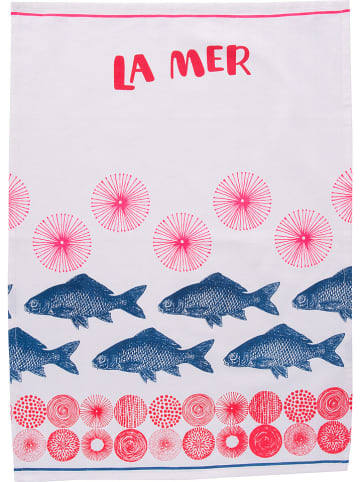 Overbeck and Friends Theedoek "La Mer" rood/blauw - (L)70 x (B)50 cm