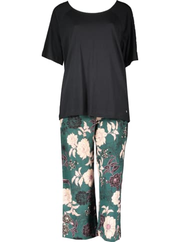 s.Oliver Pyjama "Culotte" in Schwarz/ Grün