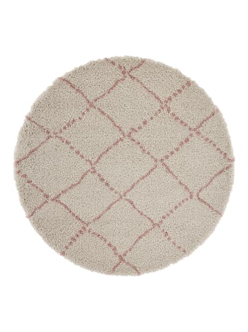 Mint Rugs Hochflor-Teppich "Hash" in Creme/ Rosa