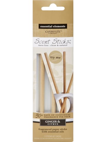CANDLE-LITE Duftsticks "Ginger & Citrus" in Hellbraun - 3 Stück