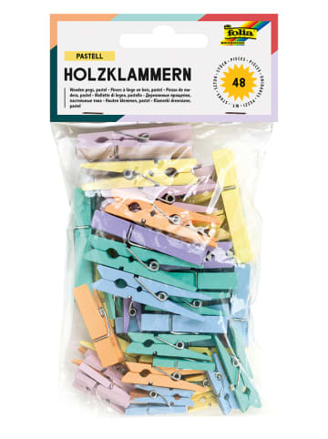 folia PAPER Holzklammern "Pastell" in Bunt - 48 Stück