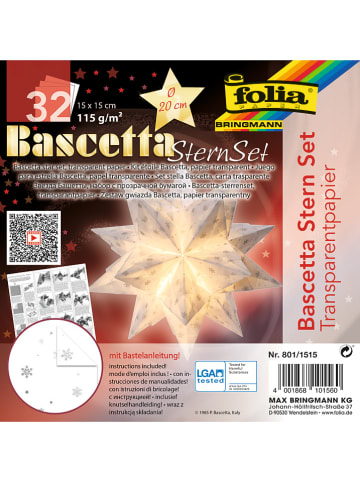 folia PAPER Bascetta-ster-knutselset "Transparant" wit - Ø 20 cm