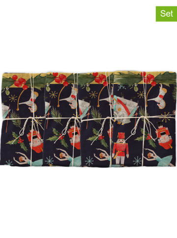 Tierra Bella 4-delige set: servetten "Christmas Fairy Tale" donkerblauw - (L)43 x (B)43 cm