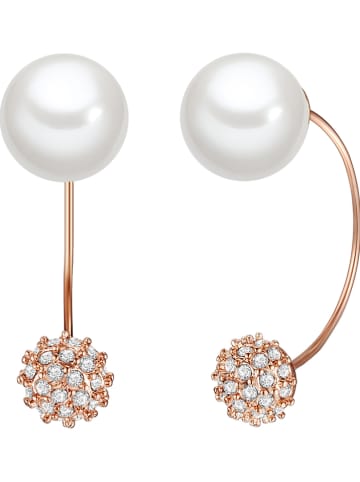 Yamato Pearls Pozłacane kolczyki-wkrętki z perłami i kryształami