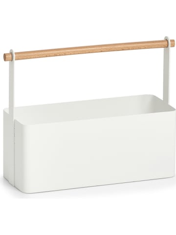 Zeller Draagmand wit/naturel - (B)31,5 x (H)24 x (D)12 cm