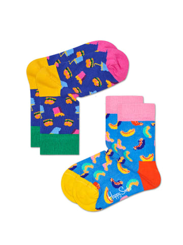 Happy Socks Skarpety (2pary) "Hamburger" w kolorze niebieskim ze wzorem