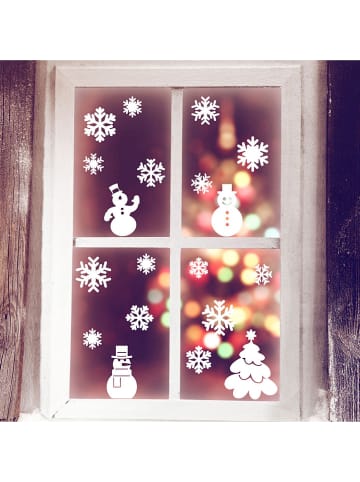 Ambiance Raamsticker "Snowflakes + Snowmen + Christmas Tree"