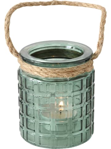 Boltze 4-delige set: windlichten "Trax" groen - (H)9 x Ø 8 cm