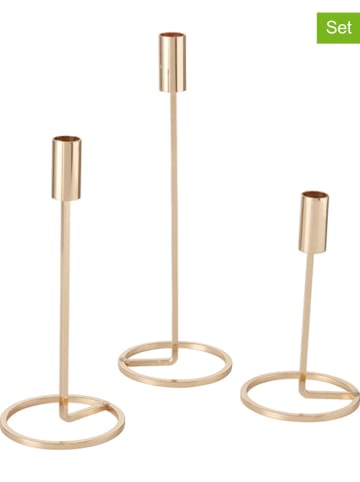 Boltze 3-delige set: kaarsenstandaards "Fio" goudkleurig