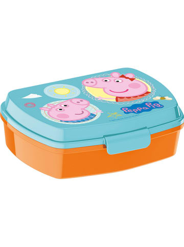 Peppa Pig Lunchbox "Peppa Pig" turquoise/oranje - (B)17 x (H)5,5 x (D)14 cm