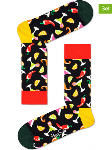 Happy Socks 2er-Set: Socken "Drink" in Schwarz/ Bunt