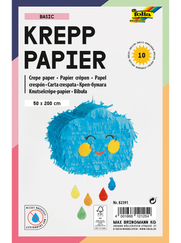 folia PAPER Krepppapier-Rollen "Basic" in Bunt - 10 Stück