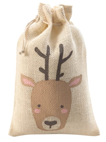 folia PAPER Jute zak "Rendier" naturel - (L)25 x (B)17 cm