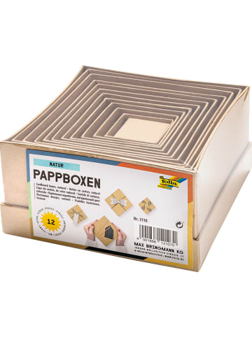 folia PAPER Pappboxen "Natur" in Hellbraun - 12 Stück