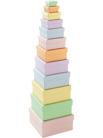 Folia Pappboxen "Pastell" in Bunt - 12 Stück