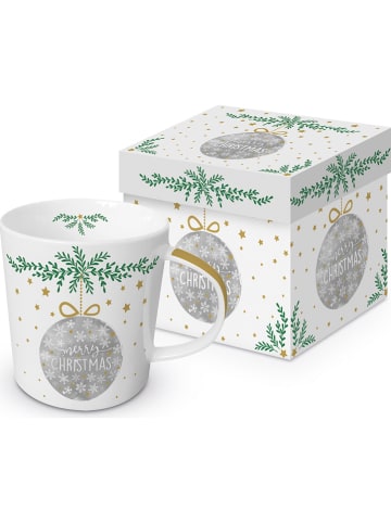 ppd Mok "X-Mas Time" wit/groen/turquoise/zilverkleurig - 350 ml